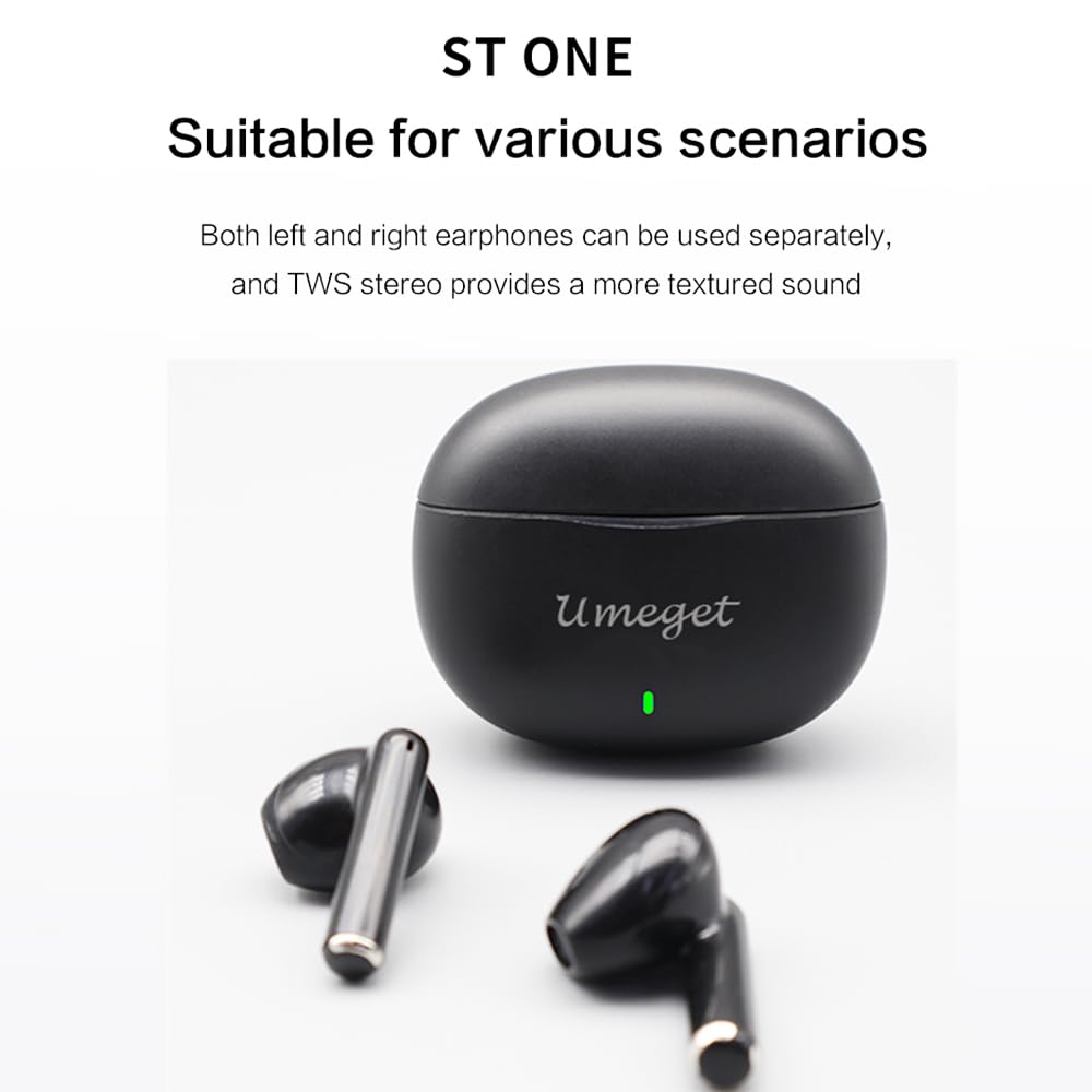 UMEGET TWS Earbuds ENC Noise Cancellation Wireless Bluetooth Earphones,Dual Mics in Ear Detection Wireless Headset,Lower Delay 13mm Speaker…