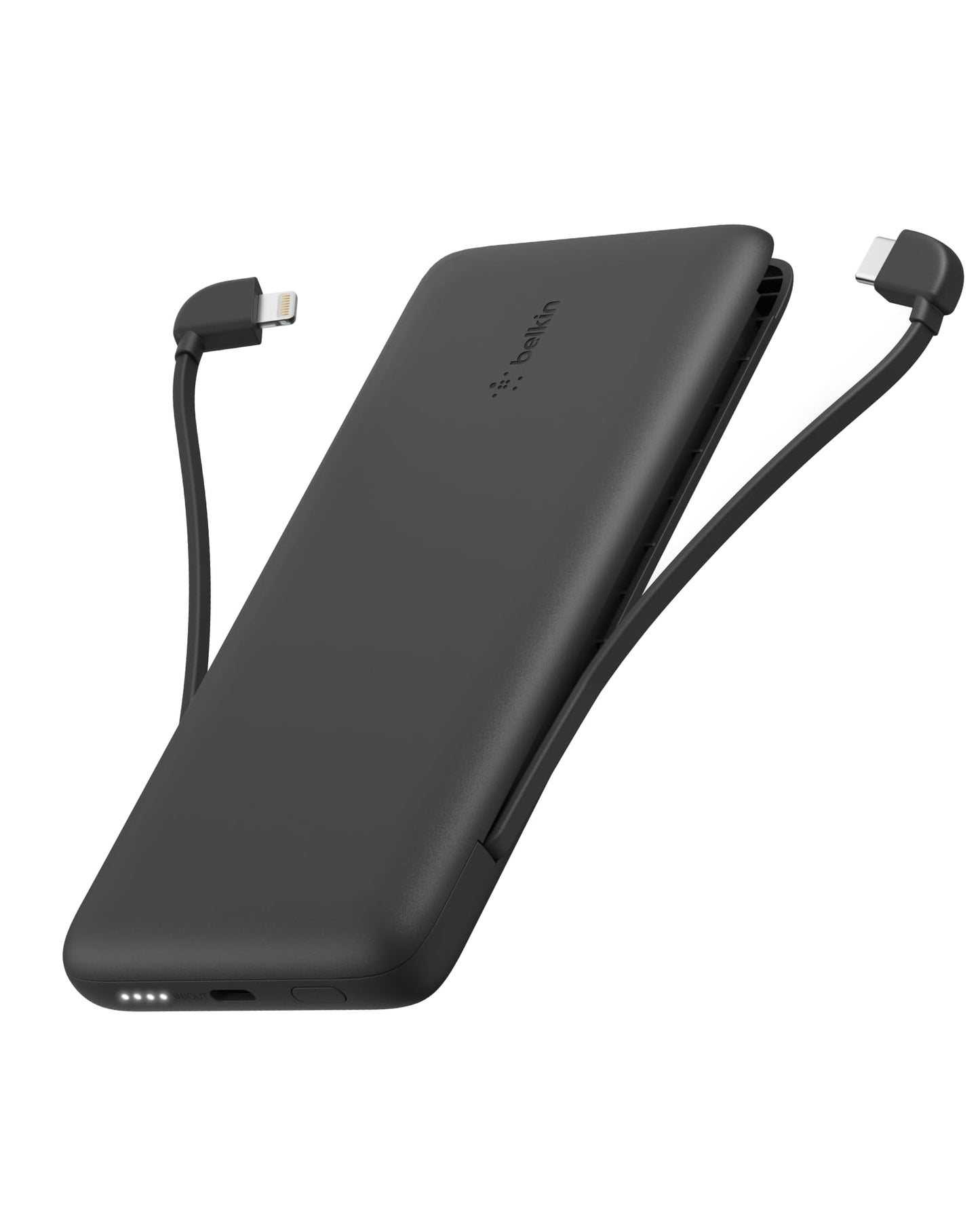 Belkin Portable Charger Power Bank for iPhone/Android (10,000mAh), 23W Battery Pack with Integrated USB-C, Lightning Cables, Pass-Through Capability