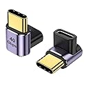 90 Degree USB-C Angled Adapter - 2 Pack, 40Gbps, 8K @ 60Hz, USB 3.1, Right Angle Extension for Laptop, Tablet, VR, Camera, Smartphone