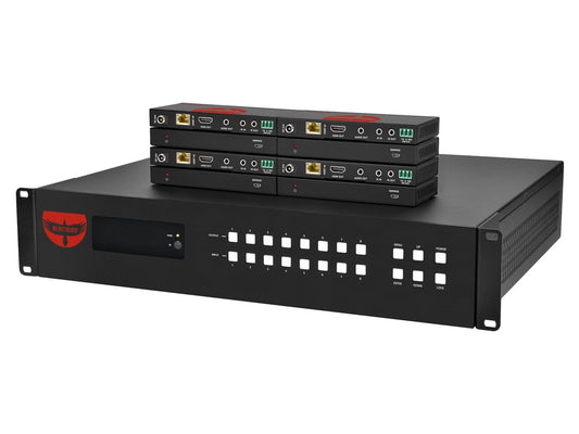 Monoprice Blackbird Pro‑Series 8x8 HDMI Matrix, 8 HDMI inputs, 8 HDMI and HDBaseT Mirrored Outputs, 18Gbps, 4K2K@60Hz (YUV 4:4:4), HDR, HDR10, HDR10+