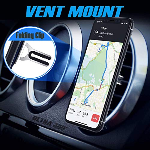 PeekOfUnique Ultra 360 Phone Mount and Stand, 3-in-1 Design, Car Mount, Fold Out Kickstand, Phone Holder Grip Ring - Official Product (Blue)
