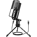 FIFINE Podcast Recording Microphone, PC USB Condenser Microphone for Streaming Vocal Music, Computer Desktop Mic with Mute Button for Windows/Mac