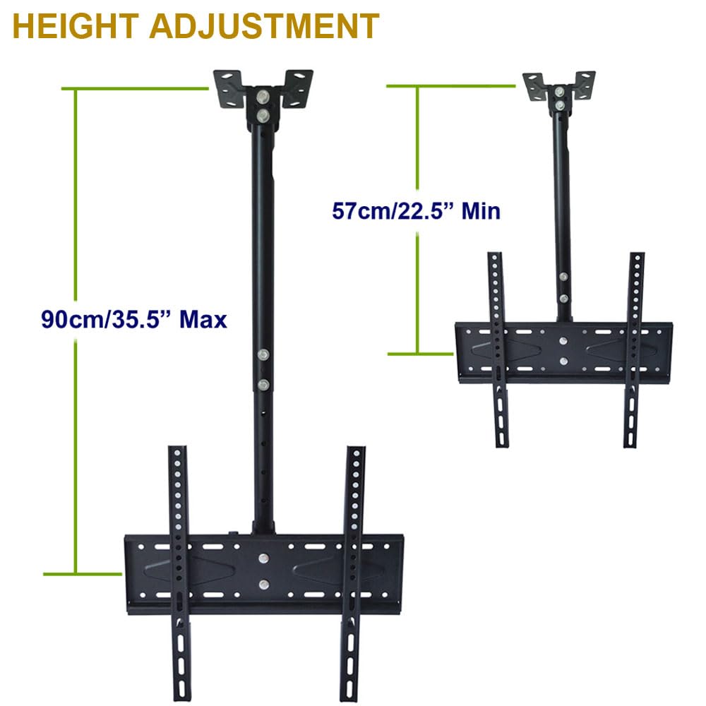 Yuarisx Ceiling TV Mount Adjustable Bracket Fits Most Plasma Flat Screen Display LED LCD OLED TVs 26 to 55 inch, Mounting Holes 400x400mm
