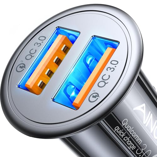 AINOPE QC 3.0 USB Car Charger, 45W Cigarette Lighter USB Charger, Fast Car Charger for Android, [Mini & Aluminum Alloy] 12V Cigarette Lighter Adapter
