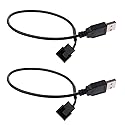 OPSFALCON 2 Pack USB to 3-Pin / 4-Pin PWM 5V Sleeved Fan Power Adapter Cable, USB to 3 Pin / 4 Pin Case Fan Adapter Connector Cable