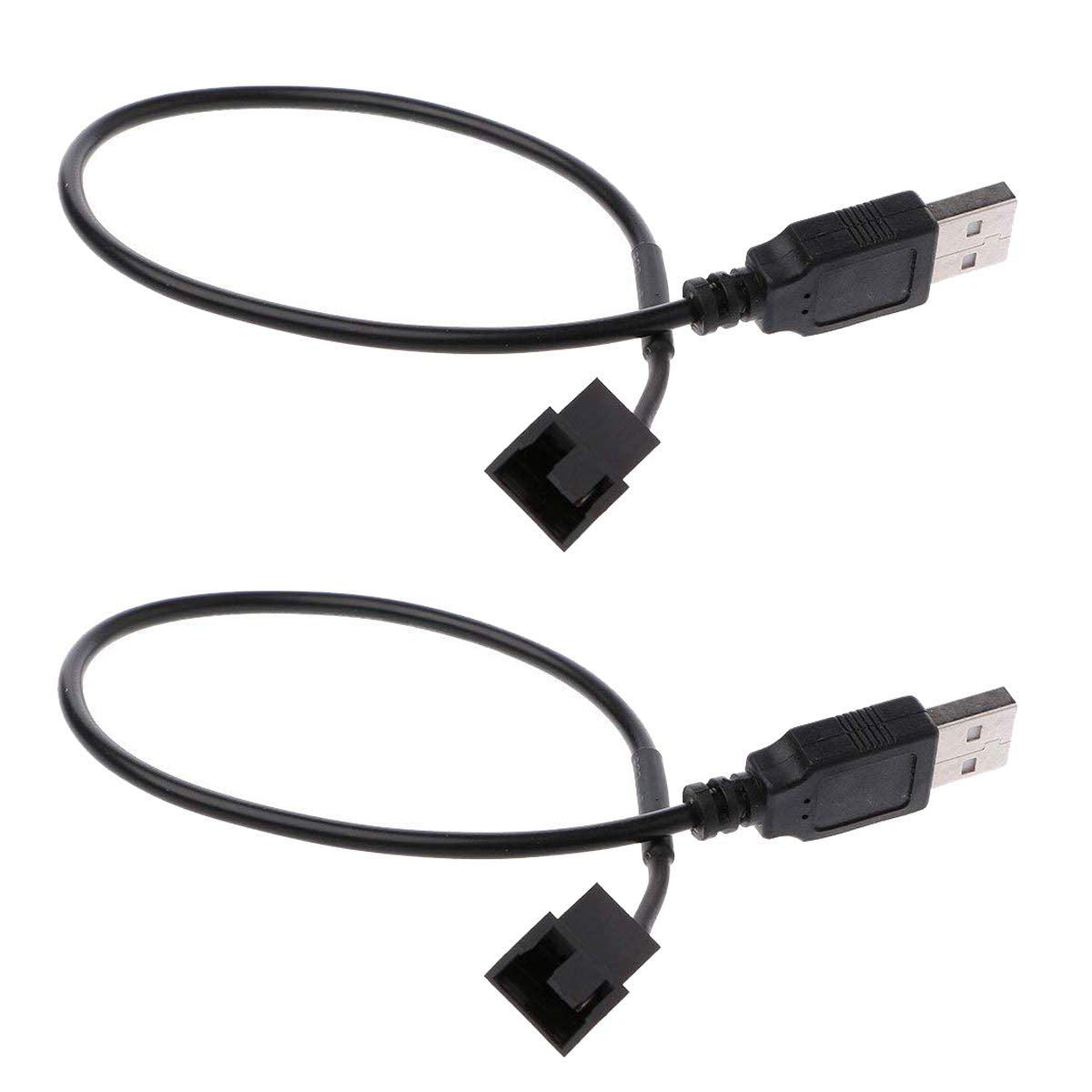 OPSFALCON 2 Pack USB to 3-Pin / 4-Pin PWM 5V Sleeved Fan Power Adapter Cable, USB to 3 Pin / 4 Pin Case Fan Adapter Connector Cable