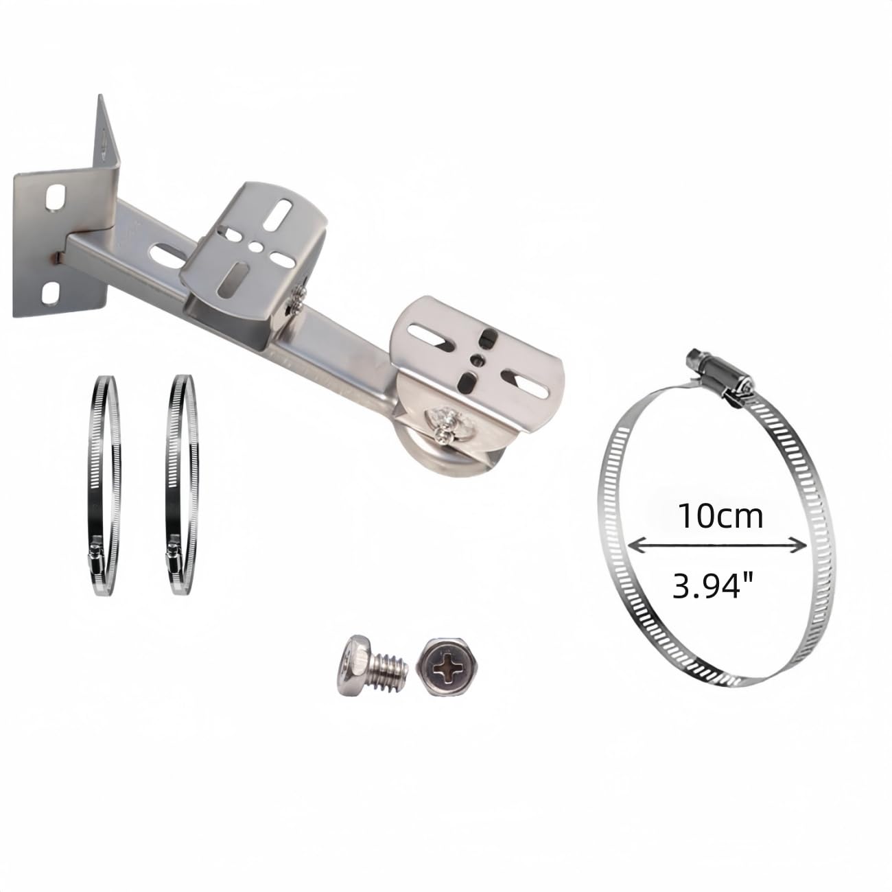 10" Heavy-Duty Stainless Steel Security Camera Mount Bracket - Universal Corner/Pole/Wall/Column Mount with Double Loops (2 x 4 Diameter) - Fits CCTV