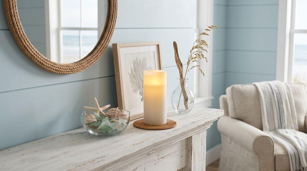 Mikasa LED Pillar Candle, White Real Wax Flameless Candle with Flickering Light, 5-Hour Timer, 4 x 8 Inch, Battery Operated Decorative Candle for Home