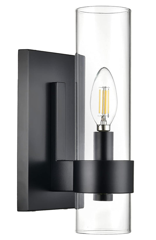 Linea di Liara Teramo Farmhouse Matte Black Wall Lighting Modern Bathroom Wall Lights for Hallway and Bedroom Wall Sconce Lighting Fixture - Clear