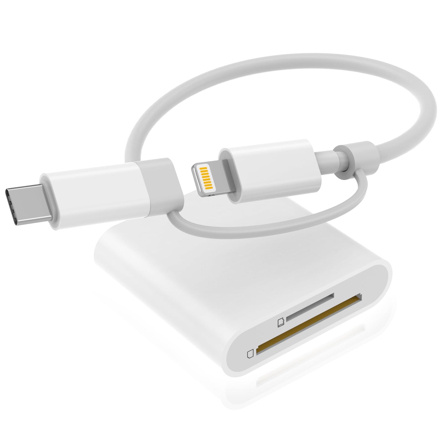 SD Card Reader for iPhone iPad, Dual Connector (Lightning&USB-C) Memory SD Card Adapter, Support SD/MicroSD Cards, High-Speed Digital Trail Camera