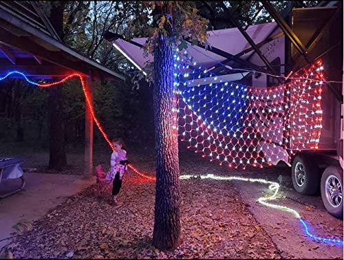 American Flag String Lights, Waterproof Led Flag Net Light, with 420 Super Bright LED, for Yard Garden Decoration, Festival, Holiday, Party