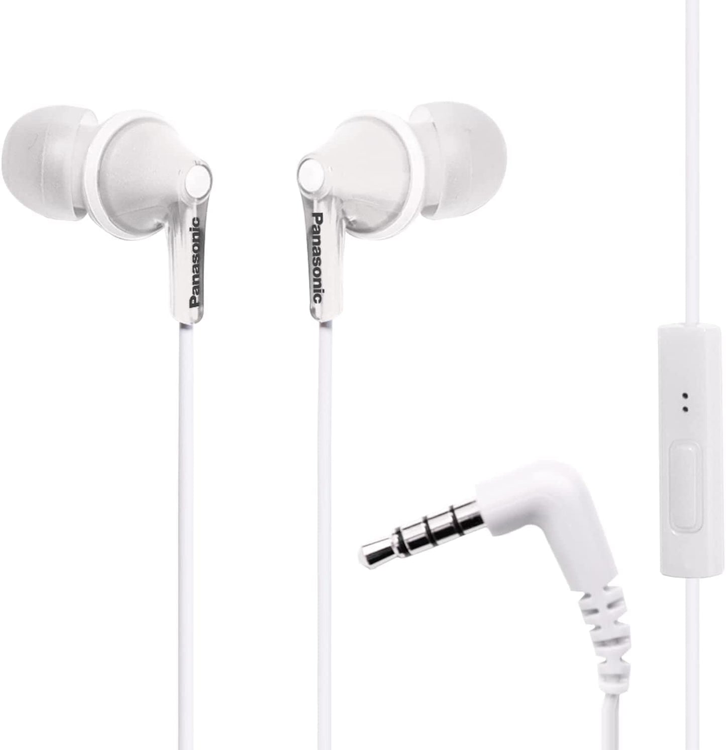PANASONIC ErgoFit Earbud Headphones with Microphone and Call Controller Compatible with iPhone, Android and Blackberry - RP-TCM125-W - In-Ear (White)