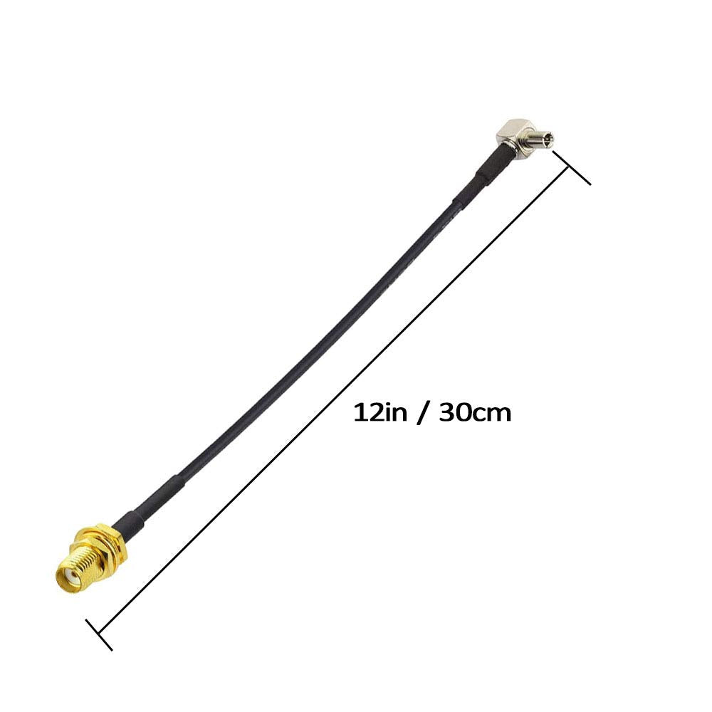 CORONIR TS9 to SMA Female External Antenna Adapter 12'' Cable Pigtail for USB Modems, Hotspots & Routers - Pack of 2