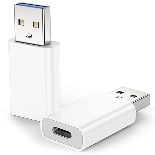 MOSWAG USB to USB C Adapter 2 Pack, USB C to USB Adapter, USB to C Adapter Compatible for iPhone 17/16/15 Mini Pro Max, Apple MagSafe Watch…