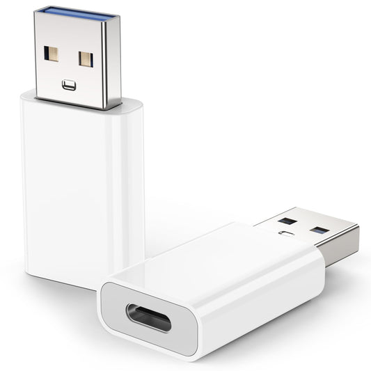 MOSWAG USB to USB C Adapter 2 Pack, USB C to USB Adapter, USB to C Adapter Compatible for iPhone 17/16/15 Mini Pro Max, Apple MagSafe Watch…