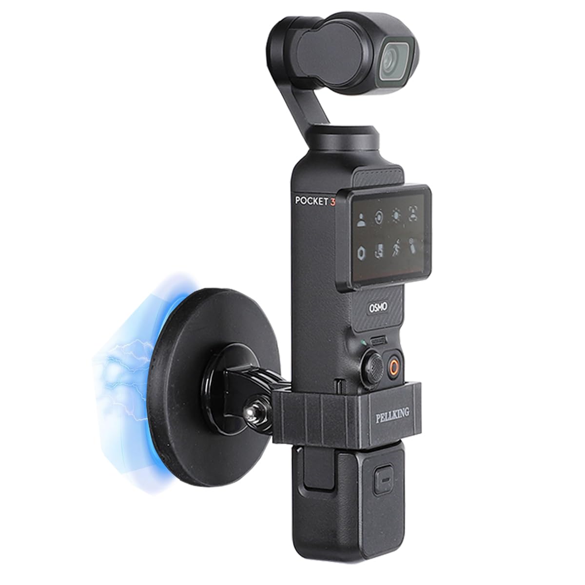 PellKing Magnetic Camera Mount Compatible with Osmo Pocket 3,with Pocket 3 Border Frame Angle Adjustable Super Strong Rubber Coating Magnet for Car