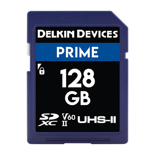 Delkin Devices Prime 128GB SDXC UHS-II Memory Card - 300MB/s Read, 105MB/s Write | Ideal for 8K, 4K, HDR, and 360º Video | High-Performance SD Card