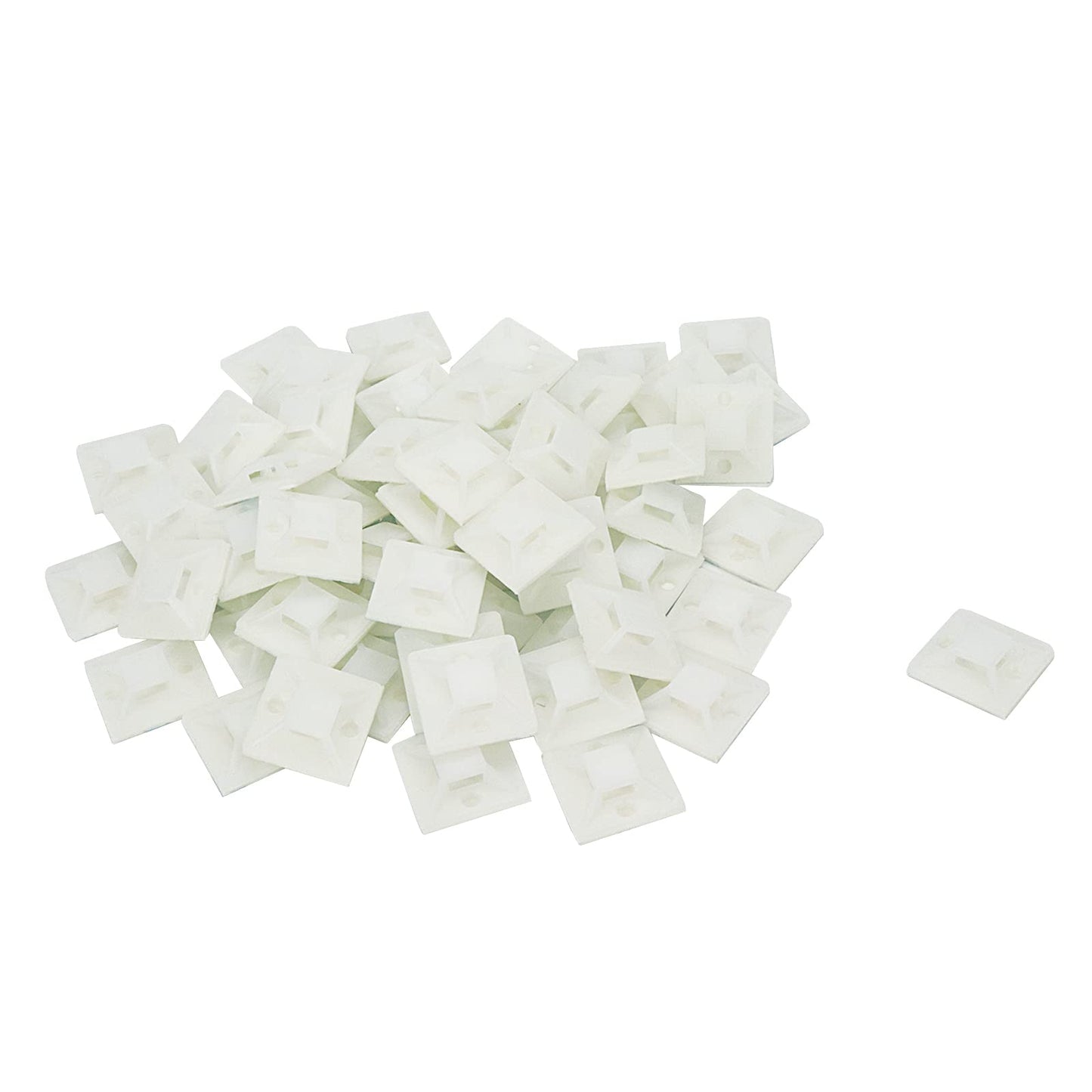 Bitray Cable Zip Tie Mounts 1x1 Inch Zip Wire Tie Mounting Base Self Adhesive Tie Mount White - 100pcs