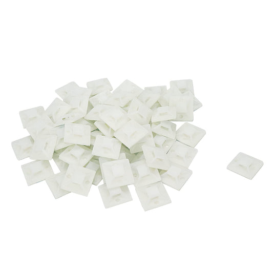 Bitray Cable Zip Tie Mounts 1x1 Inch Zip Wire Tie Mounting Base Self Adhesive Tie Mount White - 100pcs