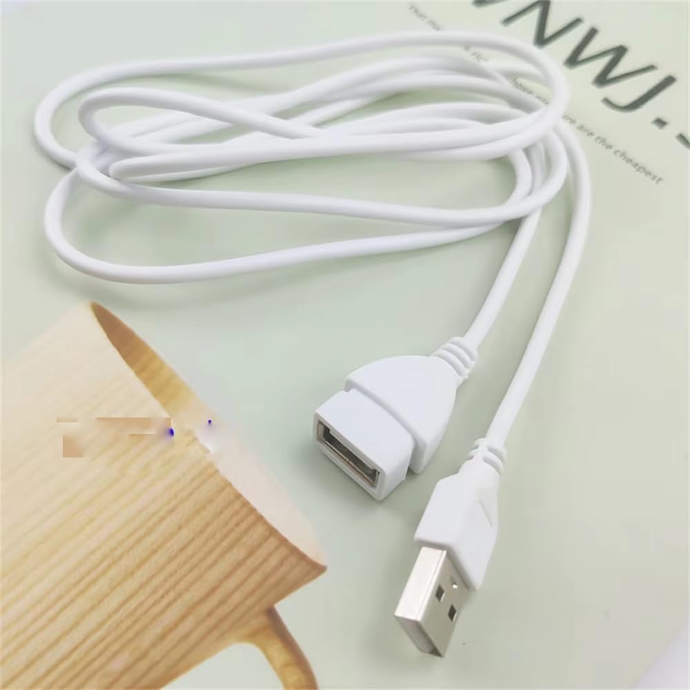 RecDec 2 Pack USB Extension Cable White 5Ft 2Pin 20AWG USBA Male to Female Extension Cord for USB Desk Fan Led Strip Lights Desk Lamp Table Lamps Dash