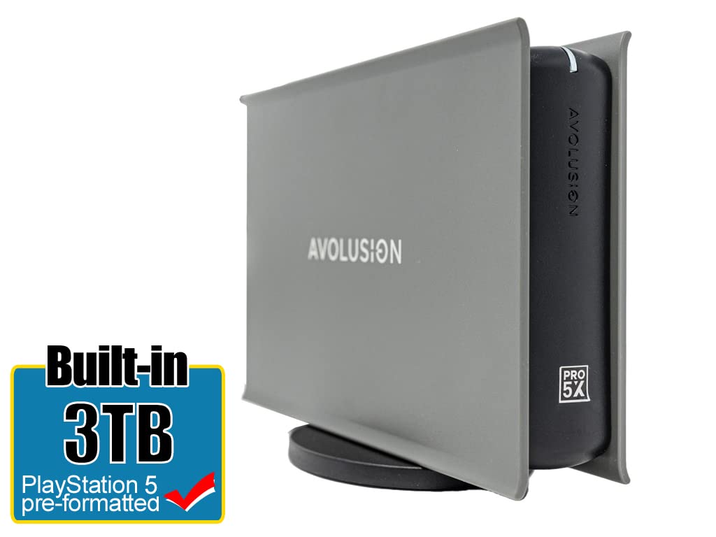 Avolusion PRO-5X Series 3TB USB 3.0 External Gaming Hard Drive for PS5 Game Console (Grey) - 2 Year Warranty (Renewed)
