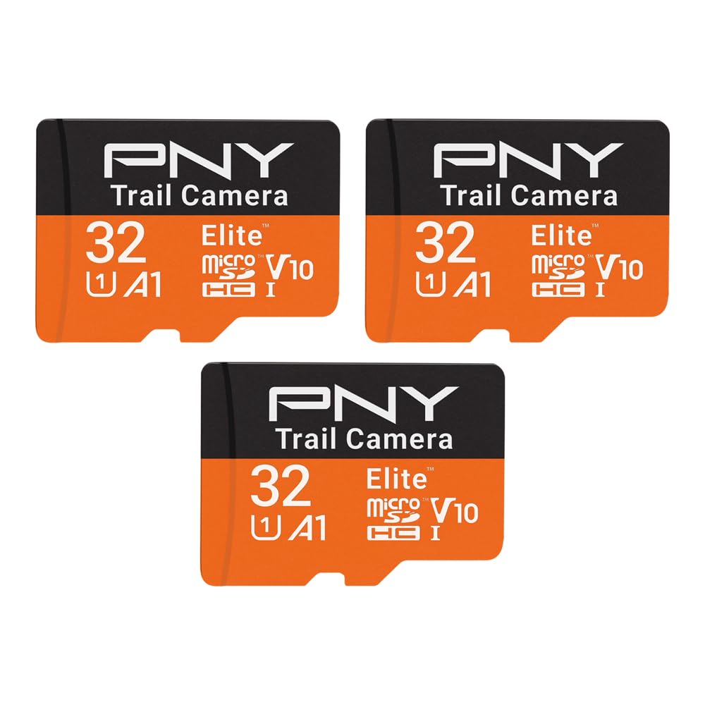 PNY 32GB Elite Class 10 U1 V10 A1 microSDHC Trail Camera Flash Memory Card - Read Up to 100MB/s, UHS-I, HD Photo & Video, Outdoor Camera, Tactile Use