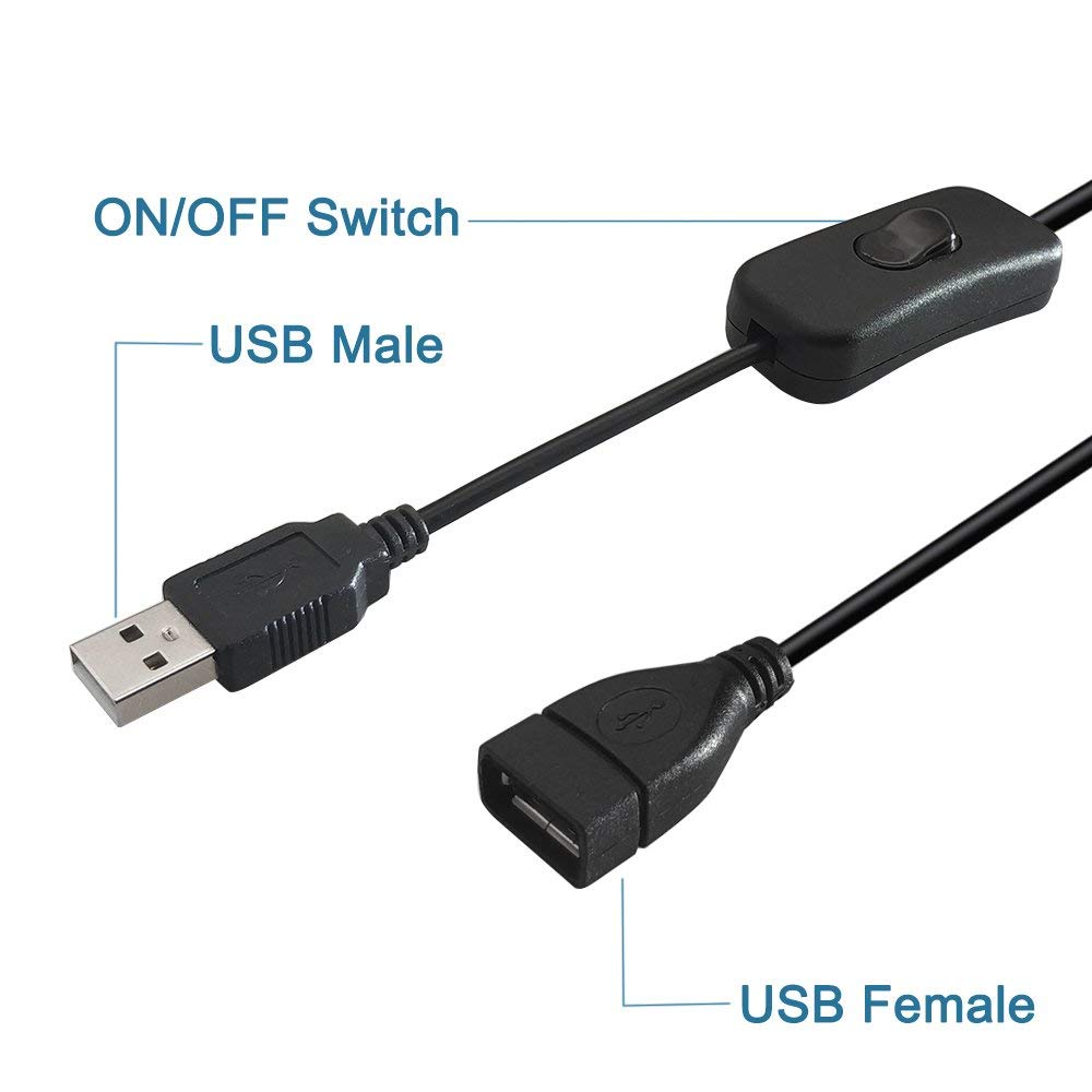 SIOCEN USB Cables with On Off Supports Data Sync and Power, Short Micro USB Cable USB Extension Cord