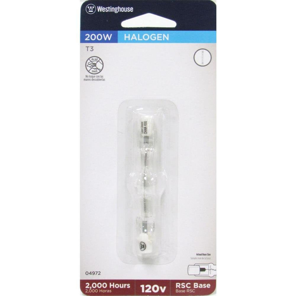 Westinghouse 0497200 200W T3 Halogen Double-Ended Clear Light Bulb with RSC Base
