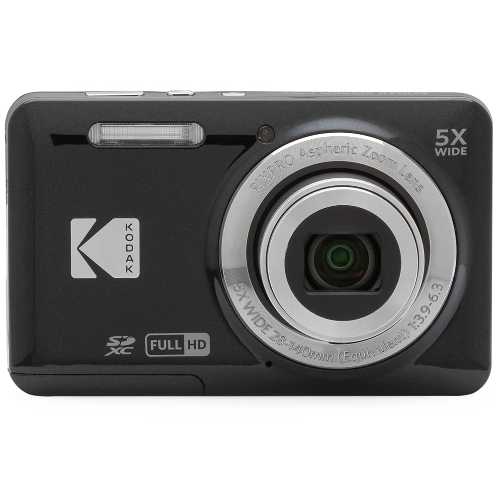 Kodak FZ55BK PIXPRO FZ55 Digital Camera Black Bundle with Lexar 64GB High-Performance 800x UHS-I SDHC Memory Card Blue Series