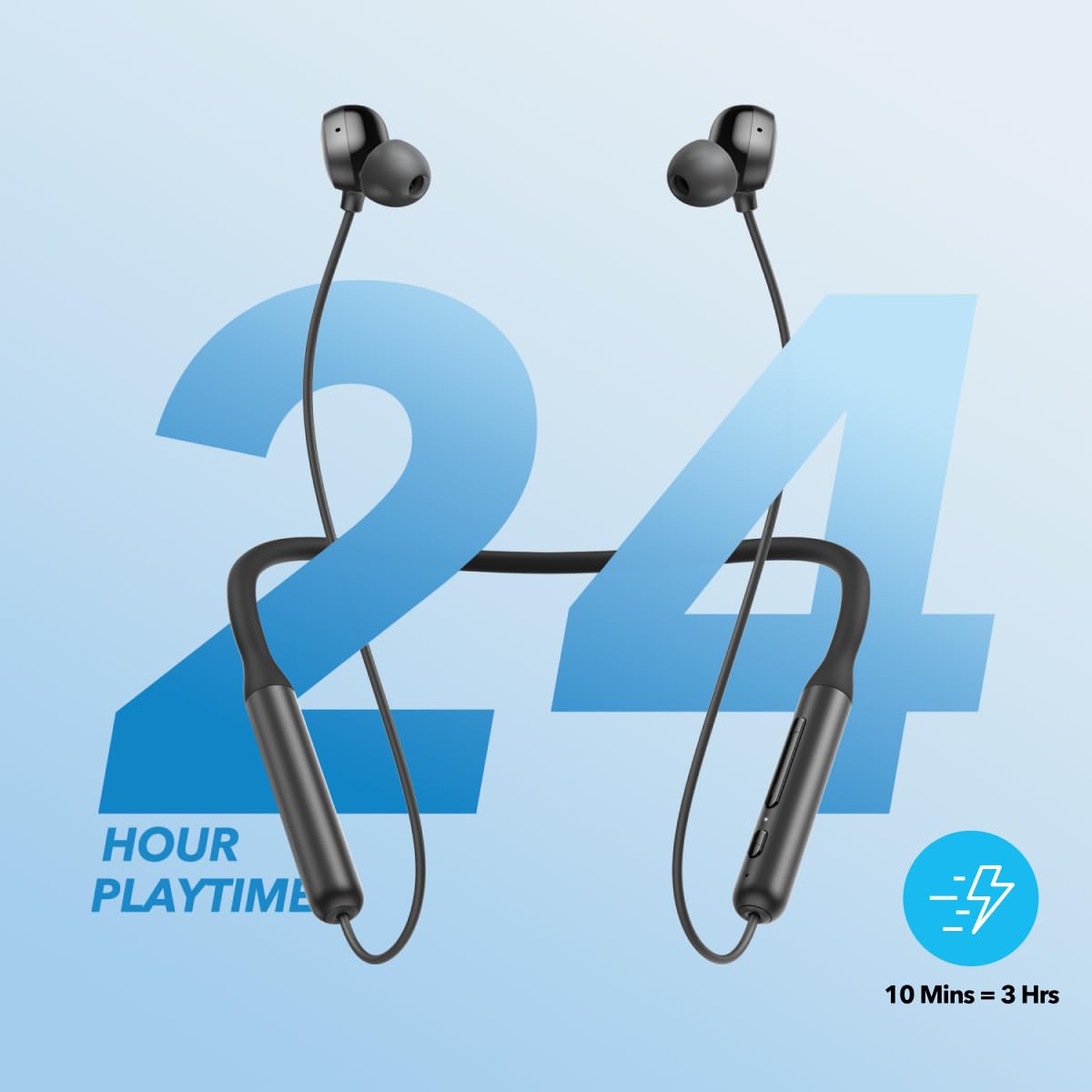 Soundcore by Anker Life U2i Wireless Neckband Headphones, 10mm Drivers with BassUp Technology, 24H Playtime, AI-Enhanced Calls, Foldable