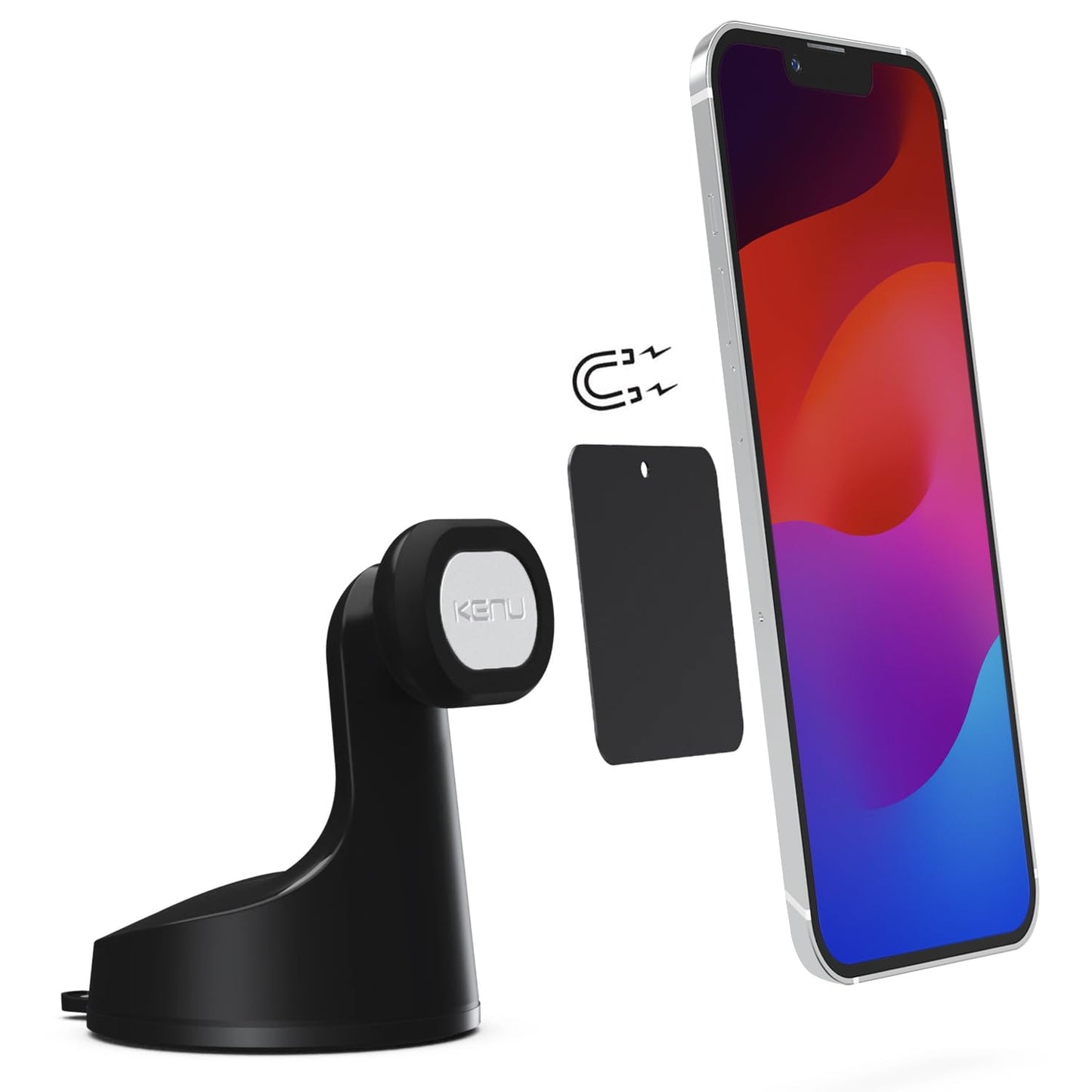 Kenu Airbase Magnetic Dashboard and Windshield Car Phone Holder Mount, Magnetic Cell Phone Holder with 360-Degree Pivot and Strong Suction Cup