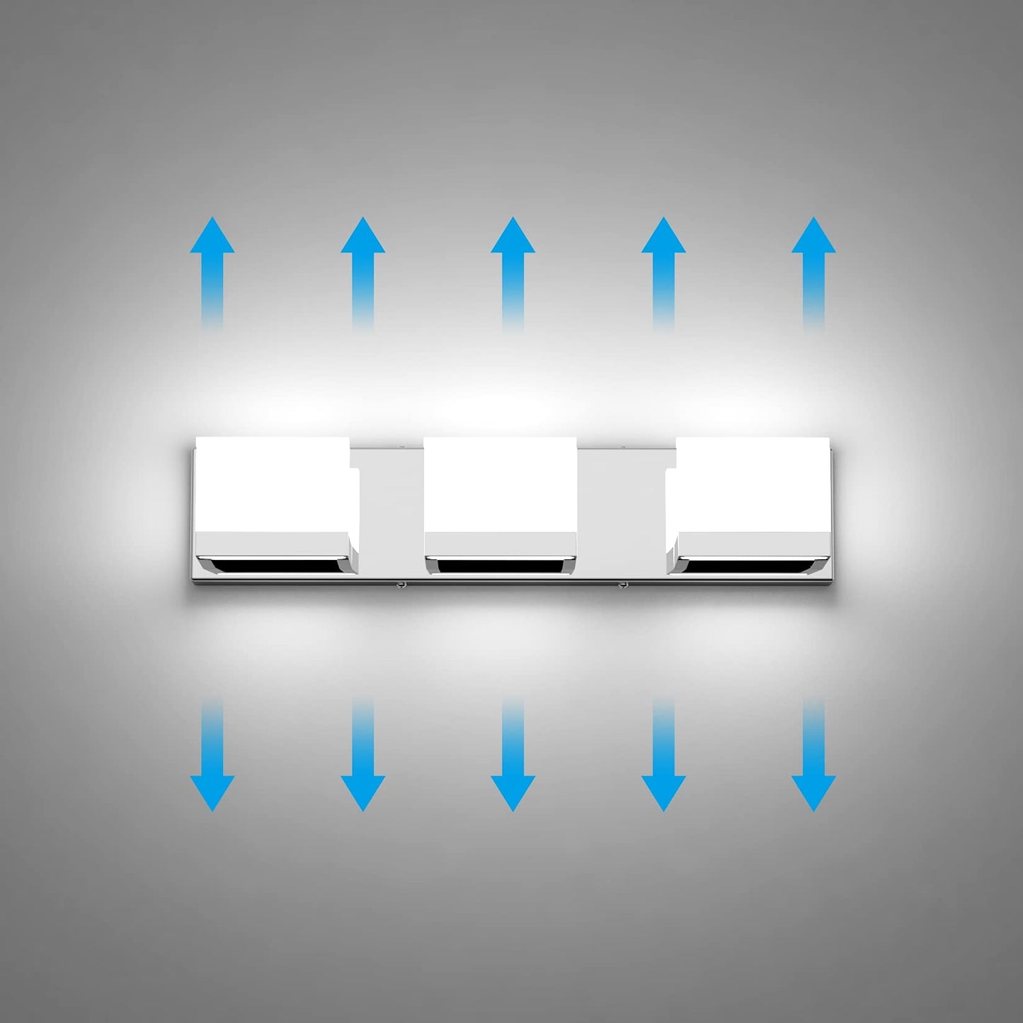 Tipace 3 Lights Dimmable LED Modern Vanity Lights for Bathroom, Chrome Bathroom Wall Light Fixtures Over Mirror (White Light 6000K)