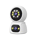 Hawkray QC6-2.4G Dual Lens Security Camera,2Kx2 Pan Tilt Zoom WiFi Camera,Indoor Camera for Baby/Pet/Home,One Touch Call,Color Night Vision,Cloud&SD