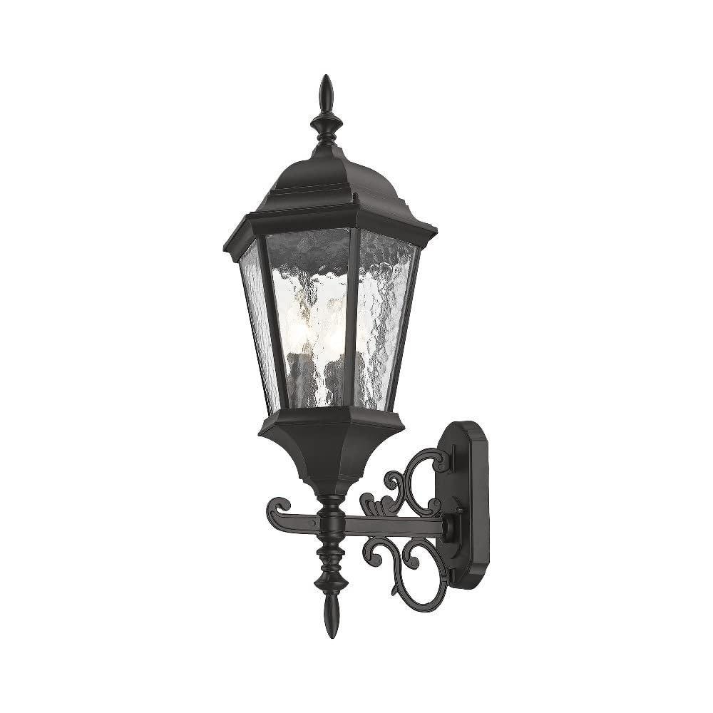 Livex Lighting 7561-14 Outdoor Wall Lantern with Clear Beveled Glass Shades, 23.5" x 9.5", Black
