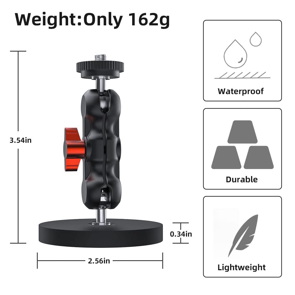 SUREWO Magnetic Camera Mount for GoPro,Strong Magnetic Mount with 360° Rotation Ball Head Compatible with GoPro Hero 13 12 11 10 9 8 7 6 5 Black,DJI