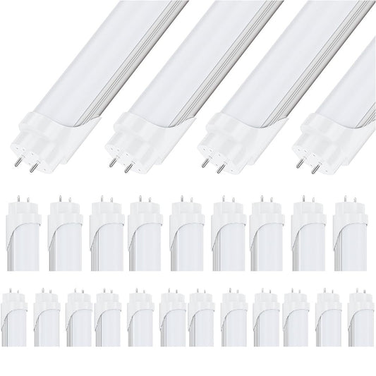 KOUZEMS T8 LED Light Bulbs Fluorescent Replacement Ballast Bypass 48inch 4000K Daylight White Double-end Powered Frosted Lamps 25 Pack