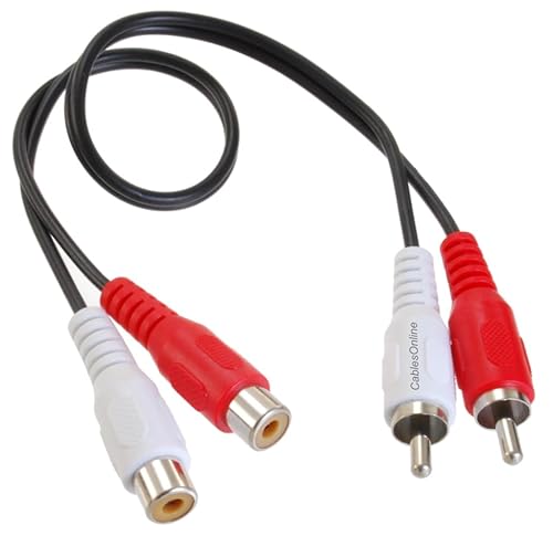 CablesOnline, 12-inches 2-RCA Male to 2-RCA Female Red/White Stereo Audio Extension Cable, AV-E401RW