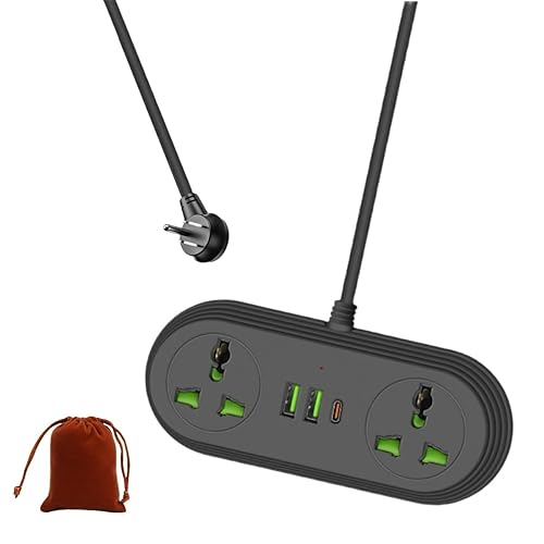 Travel Plug Adapter, COOFINE Universal Power Strip with 2 AC Outlets, 3 USB Ports (1 USB C), 110-240v, 6ft International Power Adapter with Portable