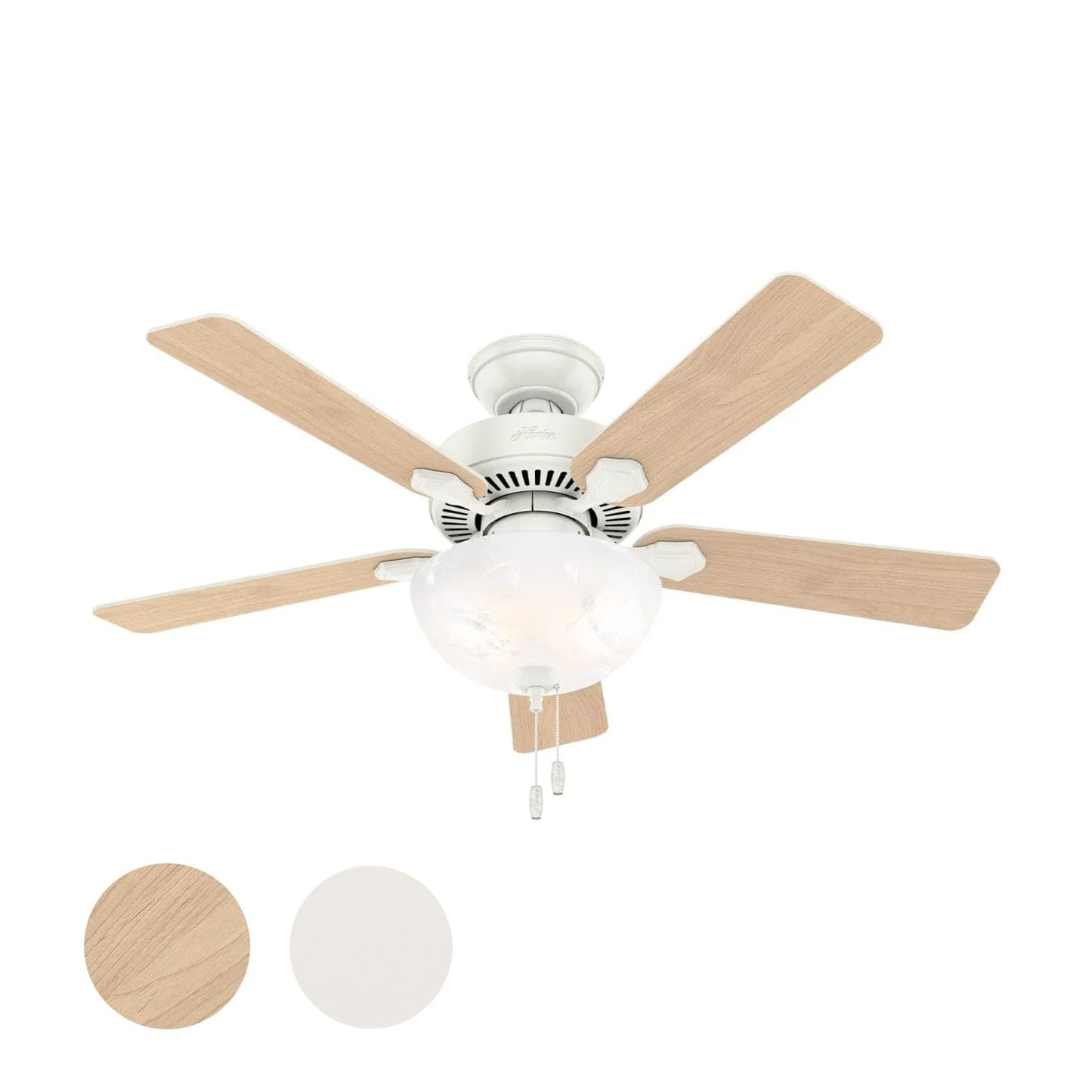 Vicien Hunter Fan 44 inch Traditional Fresh White Indoor Ceiling Fan with LED Light Kit and Pull Chain (Renewed)