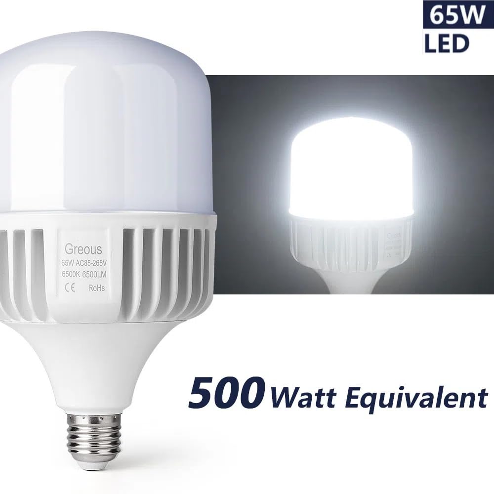 Mljjbm 65W LED Light Bulb [400W-500W Equivalent] 6500LM, 6500K
