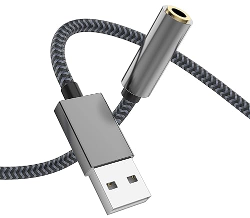 USB to Audio Jack, Morelecs USB to 3.5mm Jack Audio Adapter, USB to Aux Cable with TRRS 4-Pole Mic-Supported USB to Headphone AUX Adapter Built-in