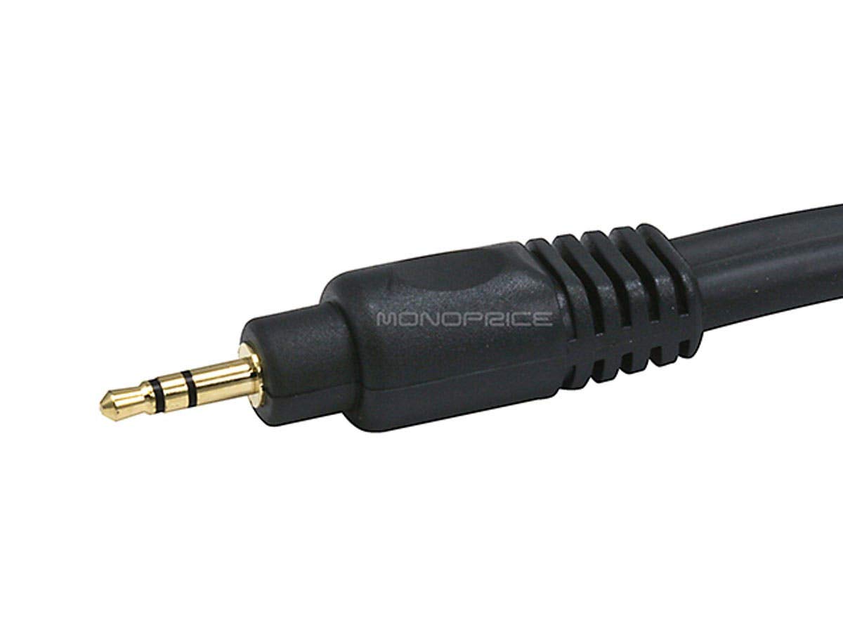 Monoprice 6ft Premium 3.5mm Stereo Male to 2RCA Male 22AWG Cable (Gold Plated) - Black