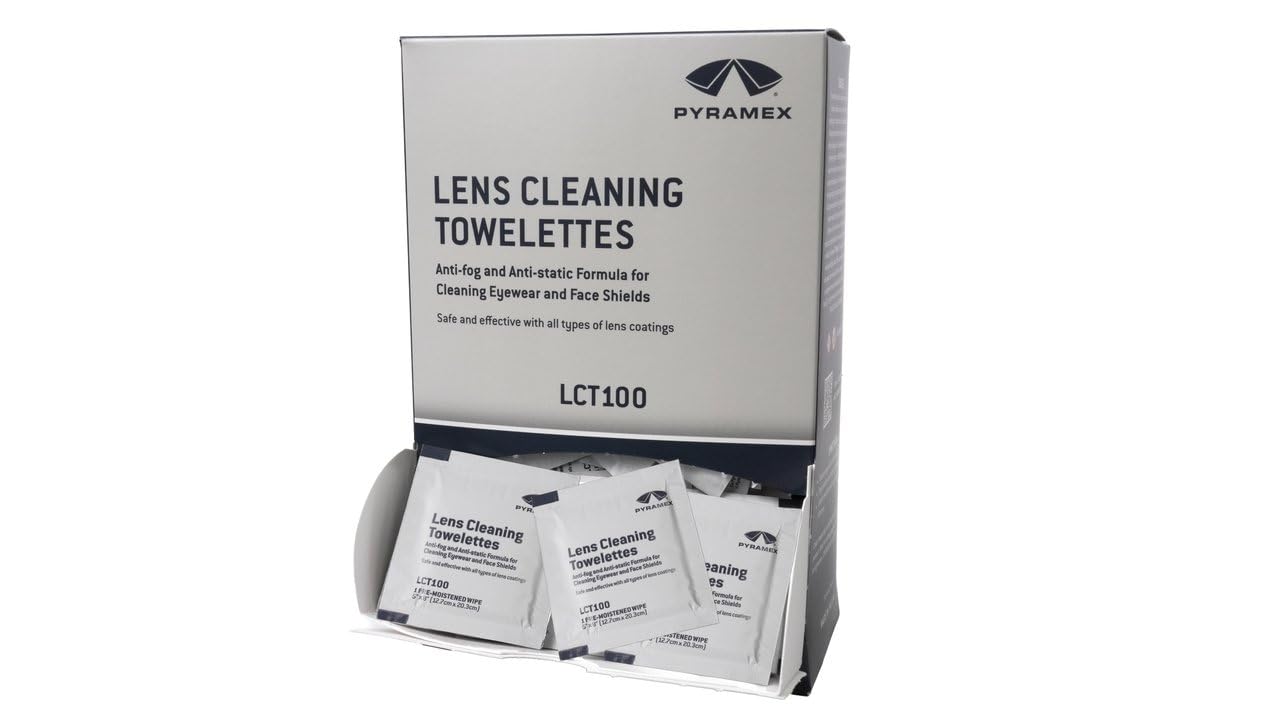 Pyramex Safety Individually Packaged Lens Cleaning Towelettes, No Streaks, 100 Piece