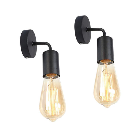 Apaix Vintage Sconces Black for Wall Lamps, E26 Base Retro Wall Mount Light Fixture Indoor for Bedroom, Corridor, Living Room 2Pack (Style 1)