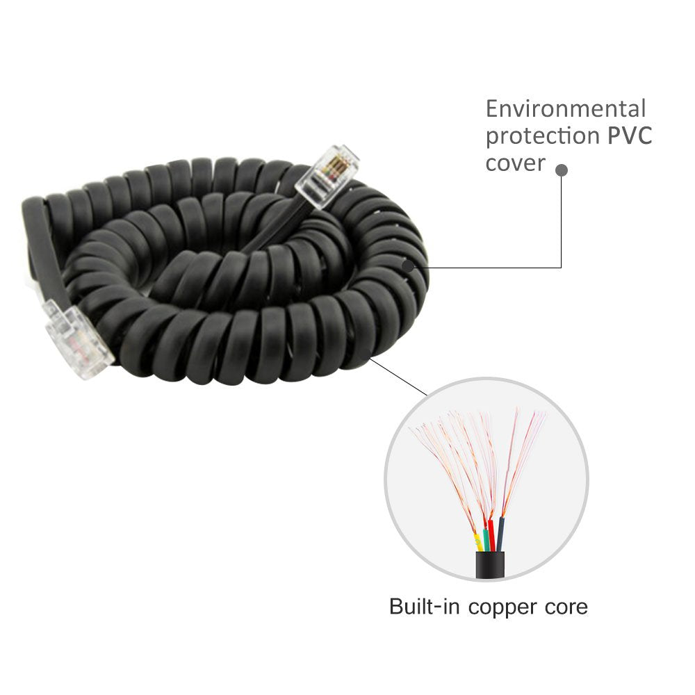 Telephone Cord Detangler,LOVK 2 Pack 13Ft Uncoiled / 2Ft Coiled Telephone Handset Cord with 2 Pack 360 Degree Rotating Landline Cable Detangler Swivel