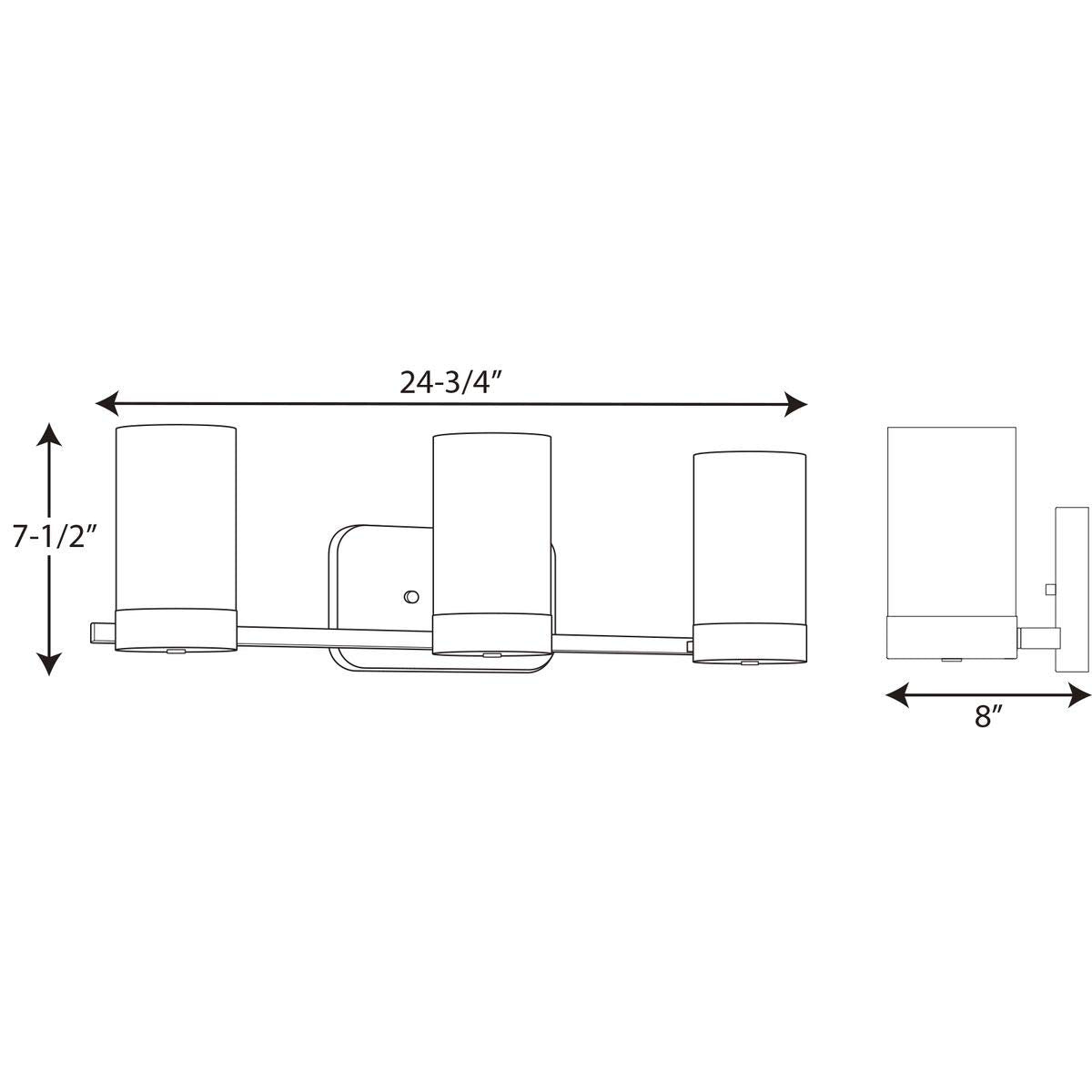 Progress Lighting Elevate Collection 3-Light Etched White Glass Mid-Century Modern Bath Vanity Light Polished Chrome