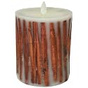 Raz Imports 3.5"X5" Moving Flame Cinnamon Stick Pillar Candle - Flameless Lighting Accent and Battery Operated Flickering Light Source with Timer