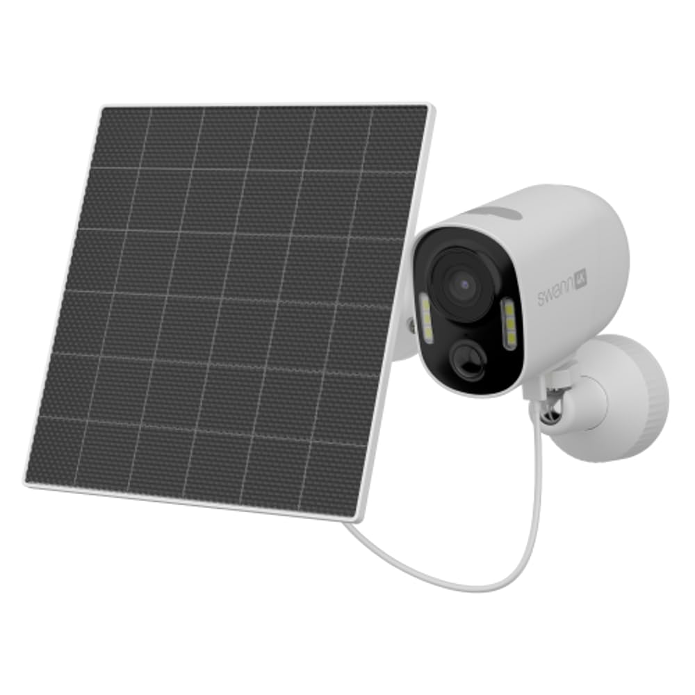 Swann Xtreem4K Eco Security Camera with Solar Panel: 4K UHD Video, AI Motion Detection w/Thermal Sensing, Solar Charging, Color Night Vision, Two-Way