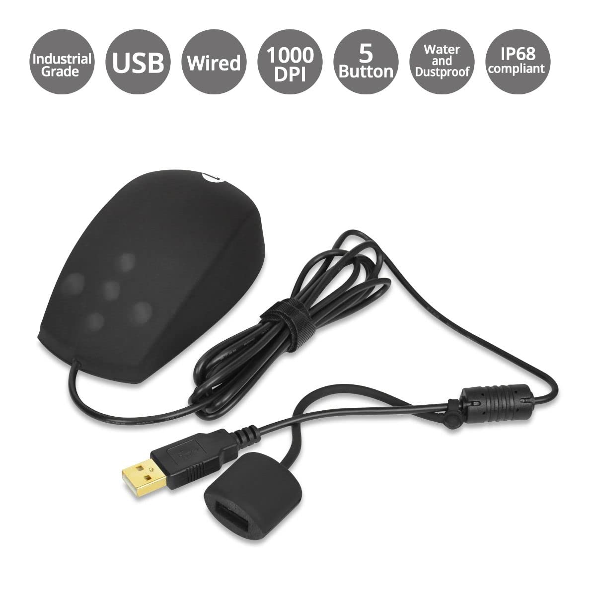SIIG Wired Computer Waterproof Mouse, USB Mouse, IP68, JK-US0S11-S1