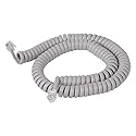 Cablesys Coiled Telephone Handset Cord for Use with PBX Phone Systems, VoIP Telephones - 12 Ft Uncoiled, Rj22, 1.5 Inch Lead on Both Ends, Dolphin